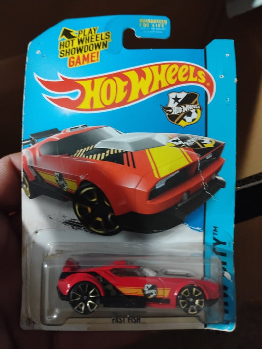 2014 Hot Wheels Fast Fish /red HW City #17/250 New On Card B19