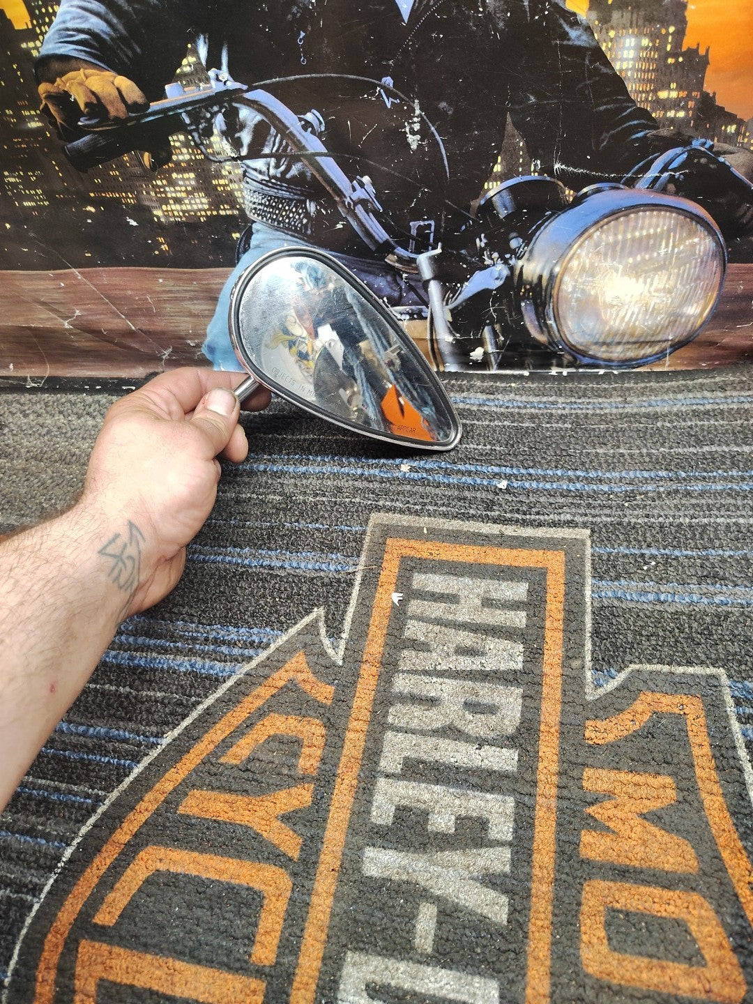 Harley Dyna Sportster Softail FXR & Sportster Right Chrome Rear View Mirror