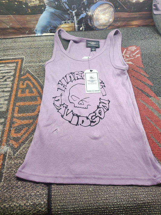 Harley-Davidson Women's Willie G Circle Skull Sketch Art Ribbed Tank NEW w TAGS