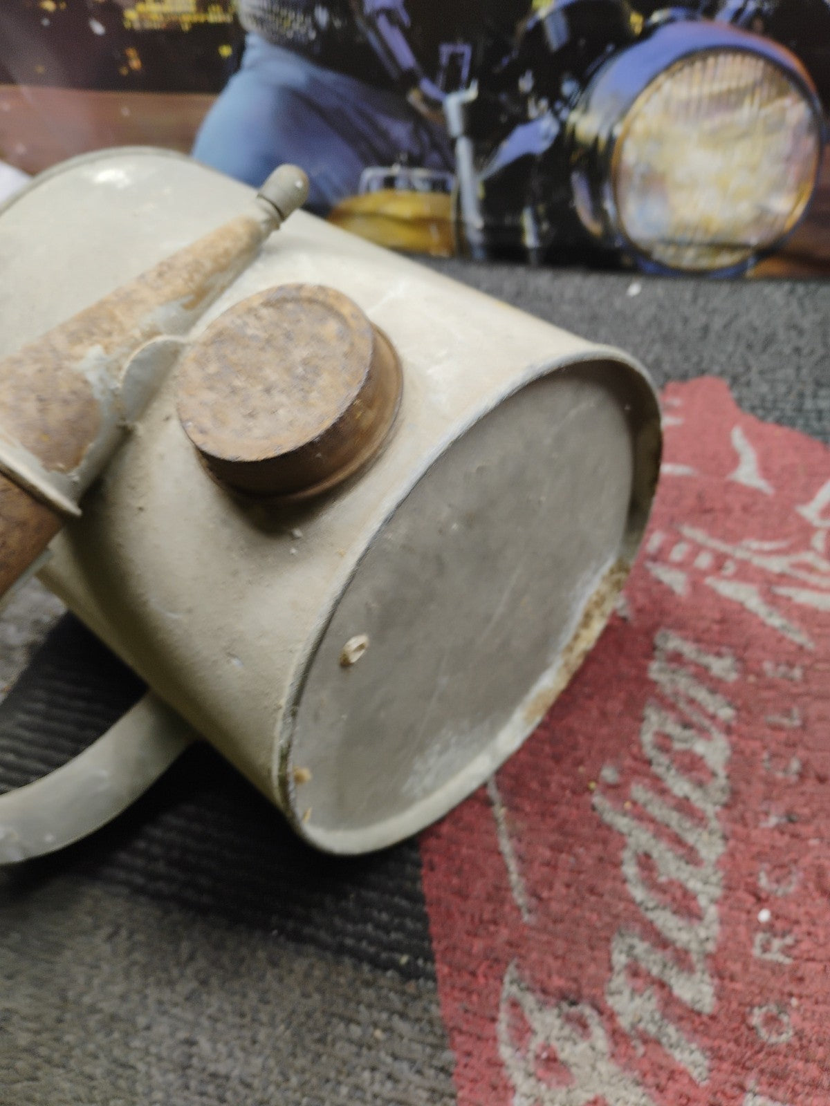 Vintage Antique Drum Pesticide Sprayer Rusty Tube W/Wood handle Primitive