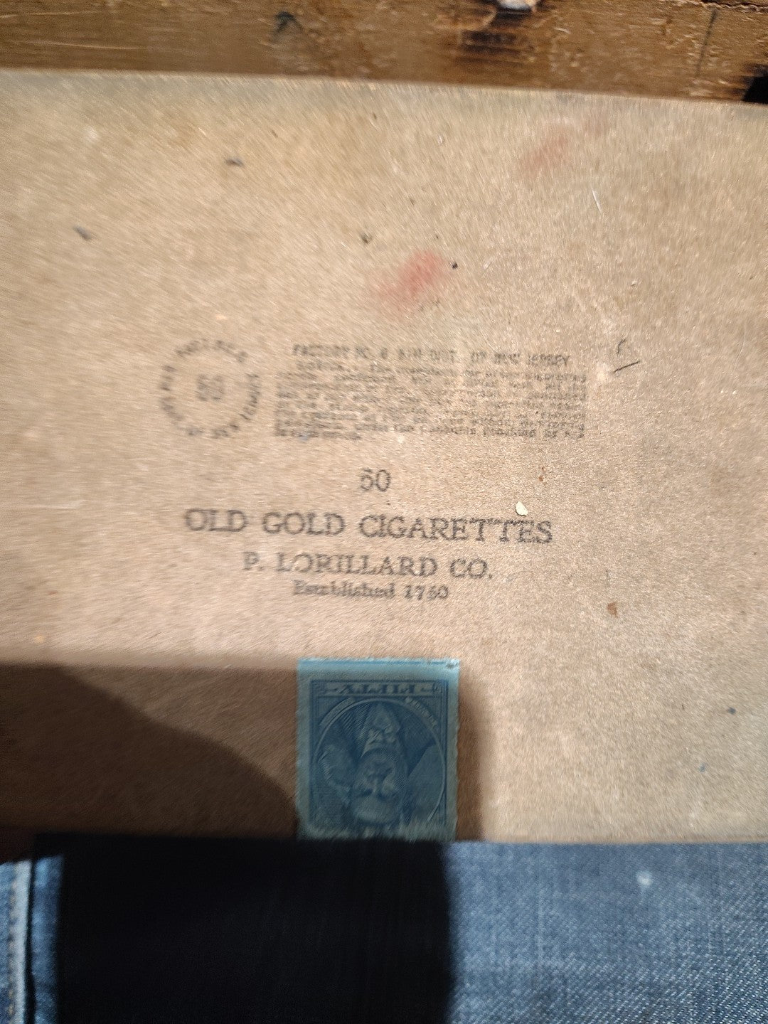 Travelstamps: 1933 US Revenue Series 103 - 50 Class A Cigs Stamp On Old Gold Box