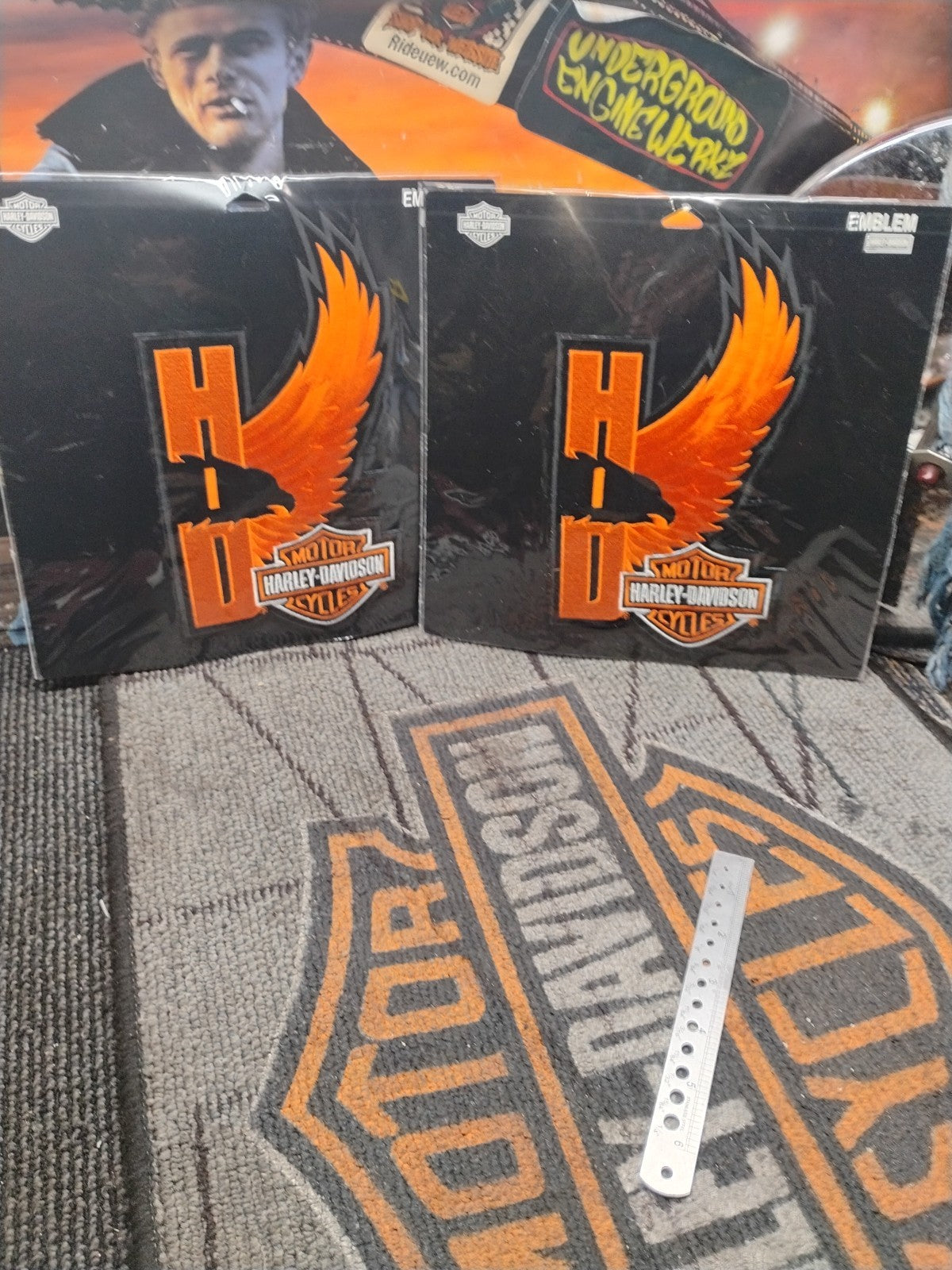 Nos Vintage Harley Eagle Wings Large 8in Orange  Motorcycle Vest Patch 