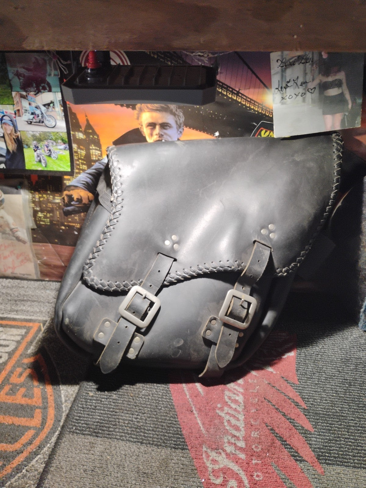 Harley Davidson Motorcycle seat bag Drag Specialties,leather, made USA,