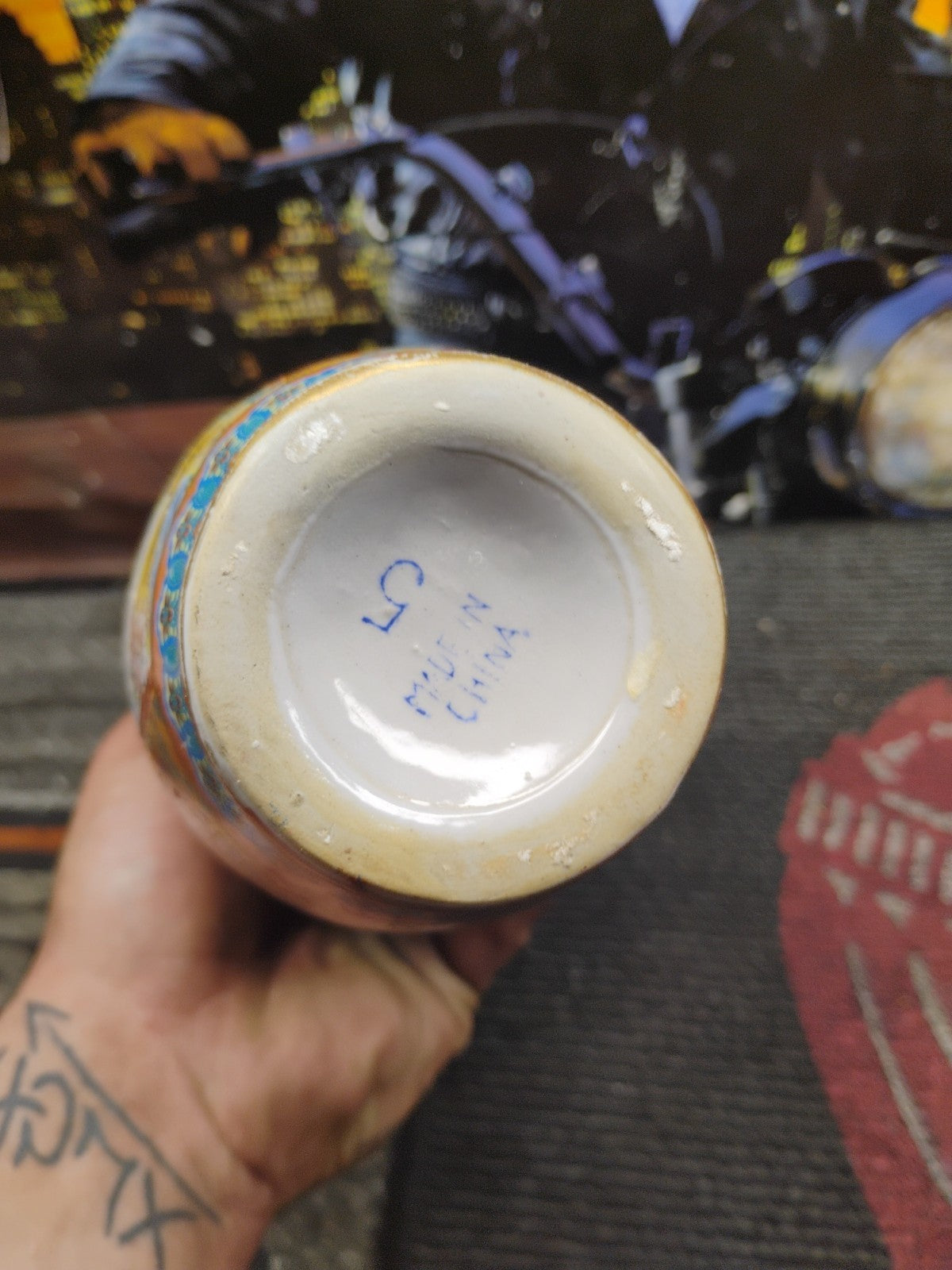 ASIAN CHINESE POCELAIN MORIAGE VASE PAGODA FLORAL DESIGN 9.5" TALL RARE ANTIQUE