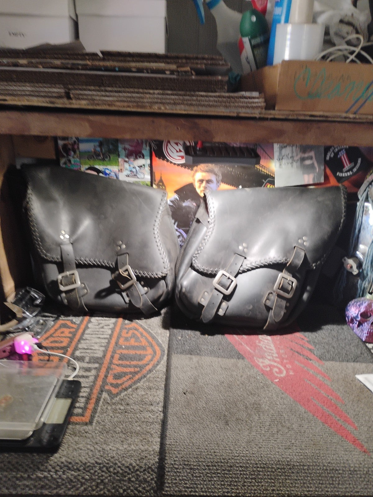Harley Davidson Motorcycle seat bag Drag Specialties,leather, made USA,