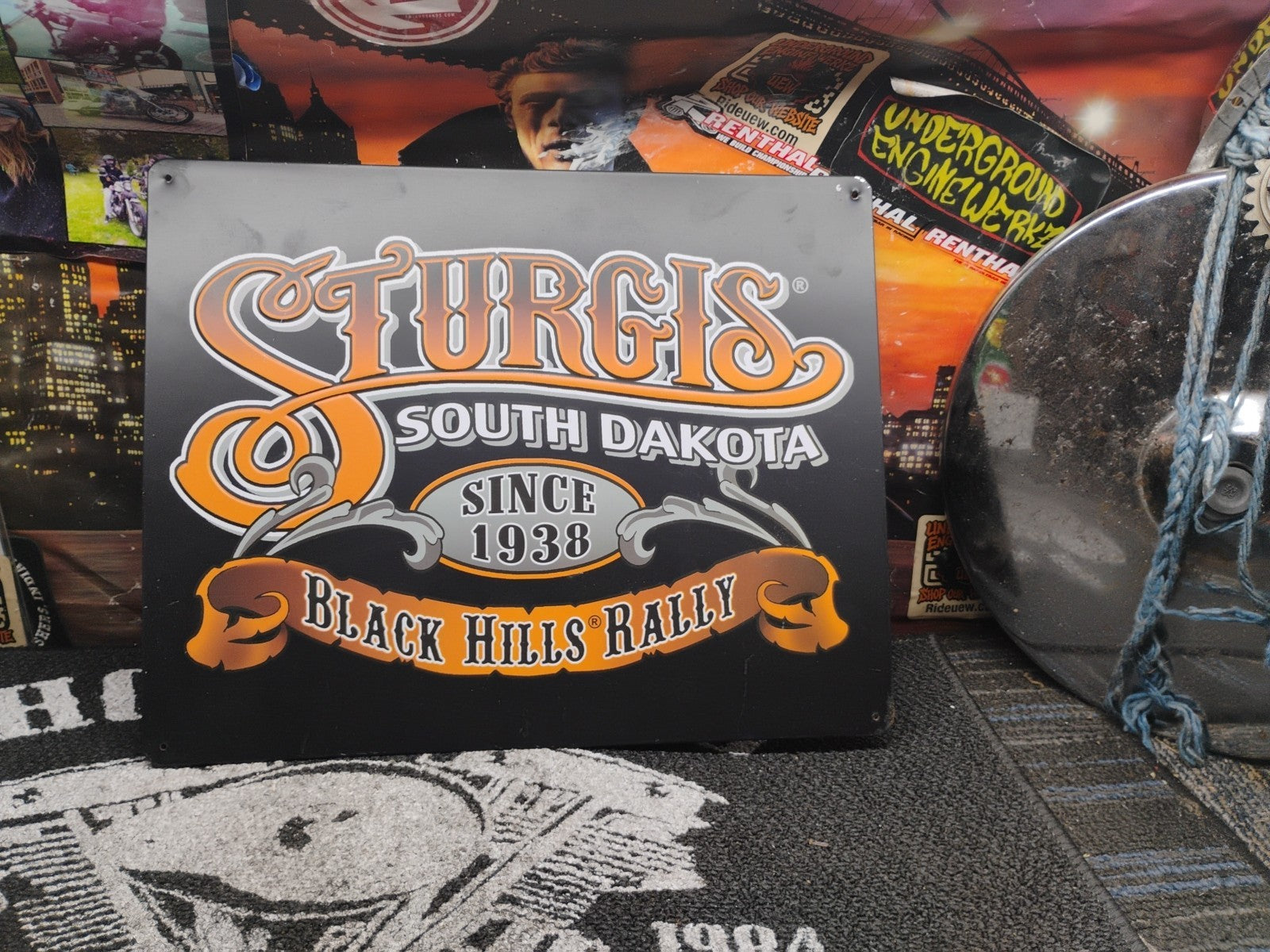 Motorcycle Sturgis South Dakota Since 1938 Embossed Metal Sign Garage 