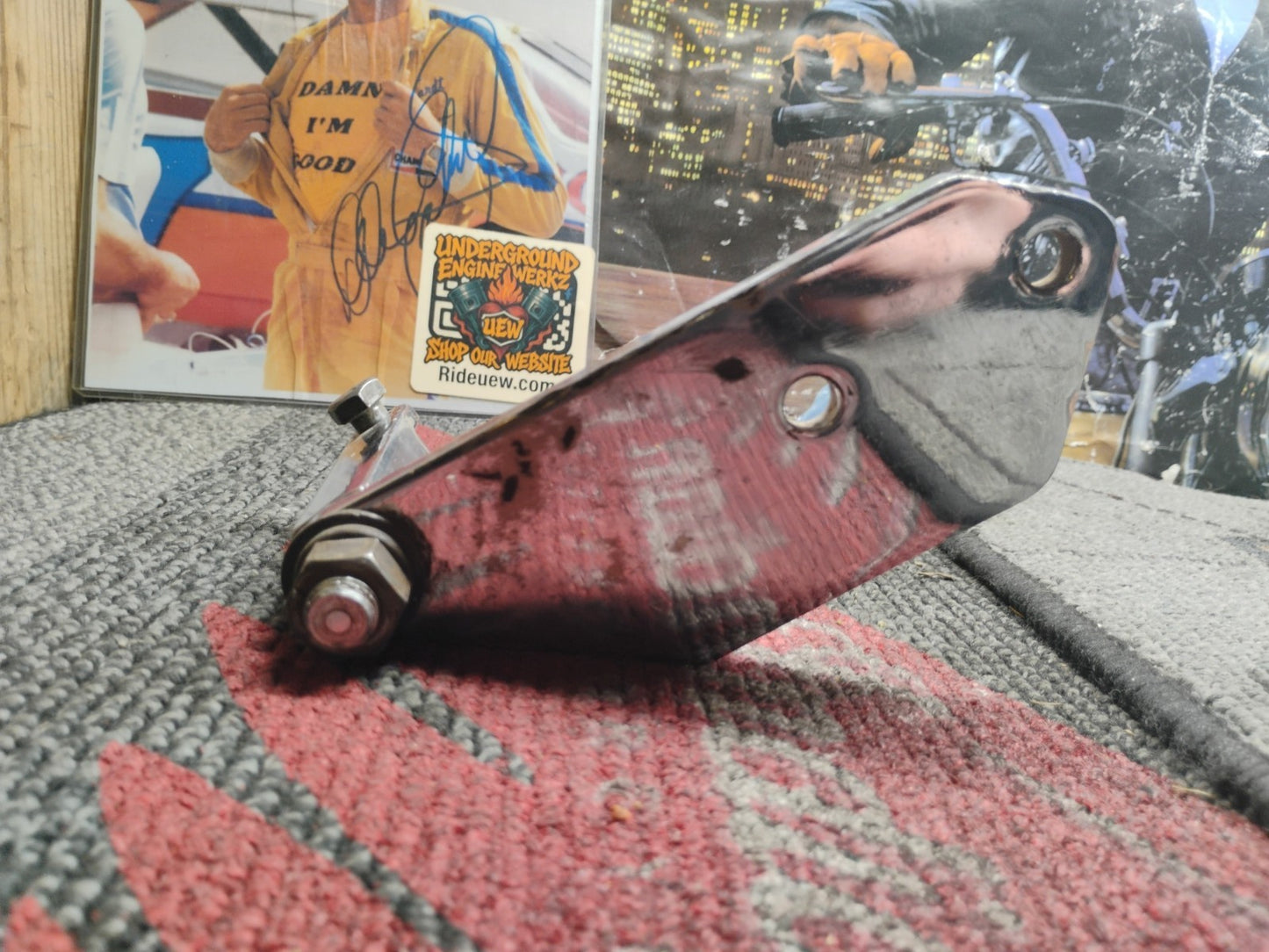 Harley Davidson Shovelhead Chrome Foot Control Bracket Solid Straight Used