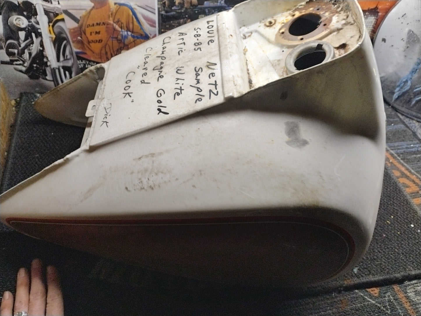 1985 Artic White Champagne Gold Sample Electra Glide Tank