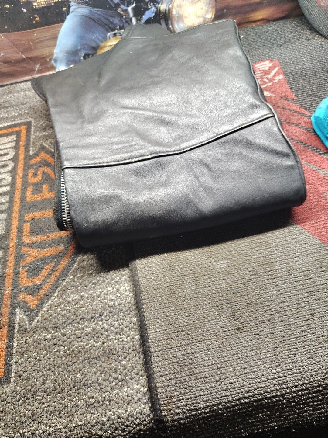 USA Old Skool Universal Rider Men's Leather Motorcycle Chaps Xl 