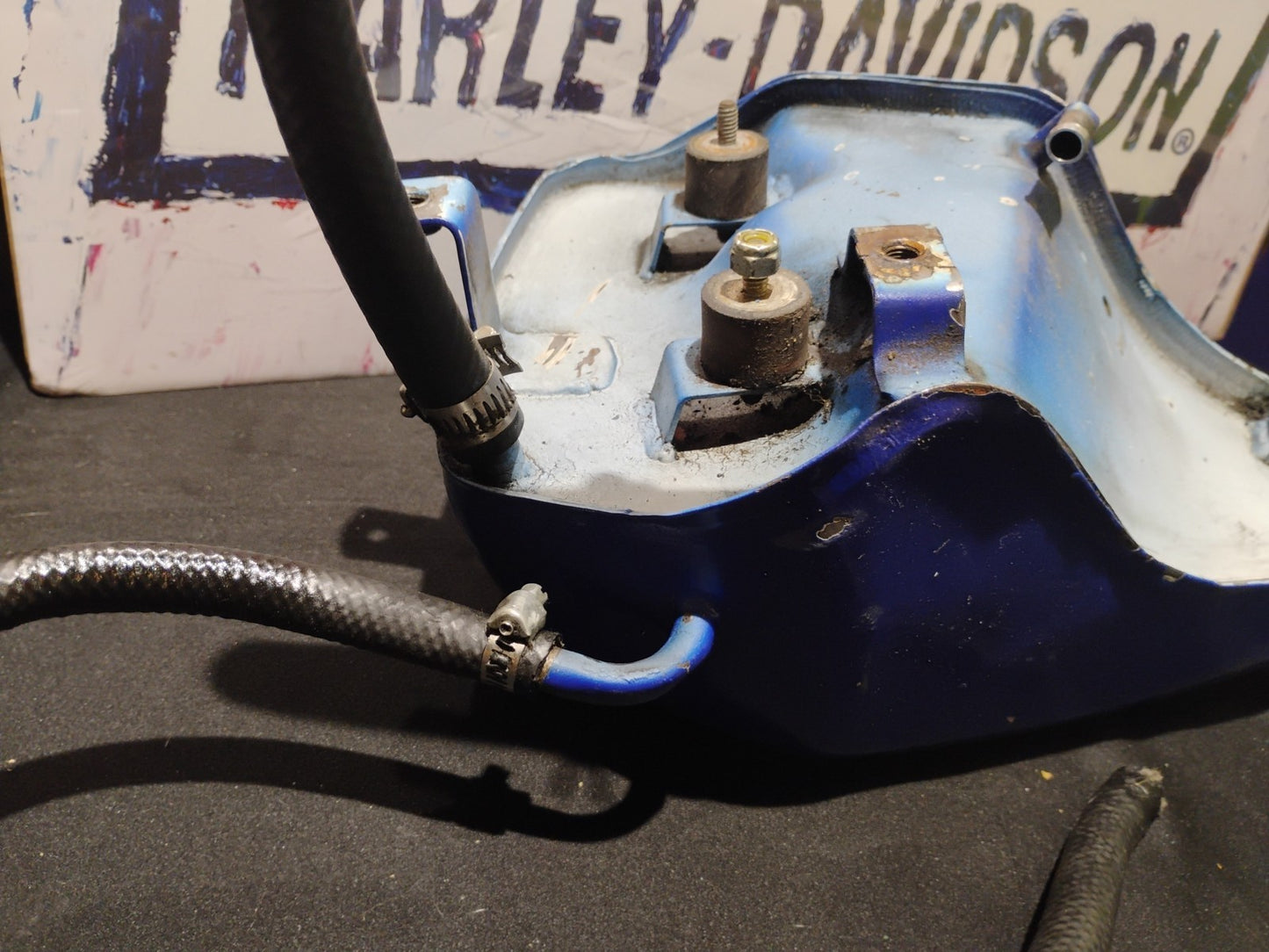 Harley Davidson Sportster oil tank Custom Paint Red White Blue 