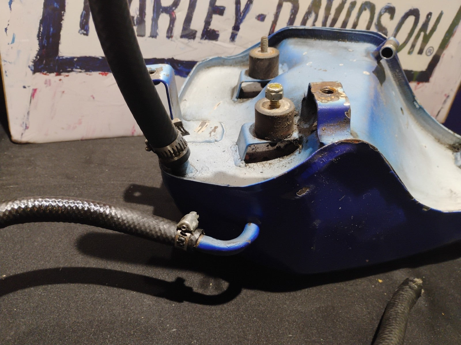 Harley Davidson Sportster oil tank Custom Paint Red White Blue 