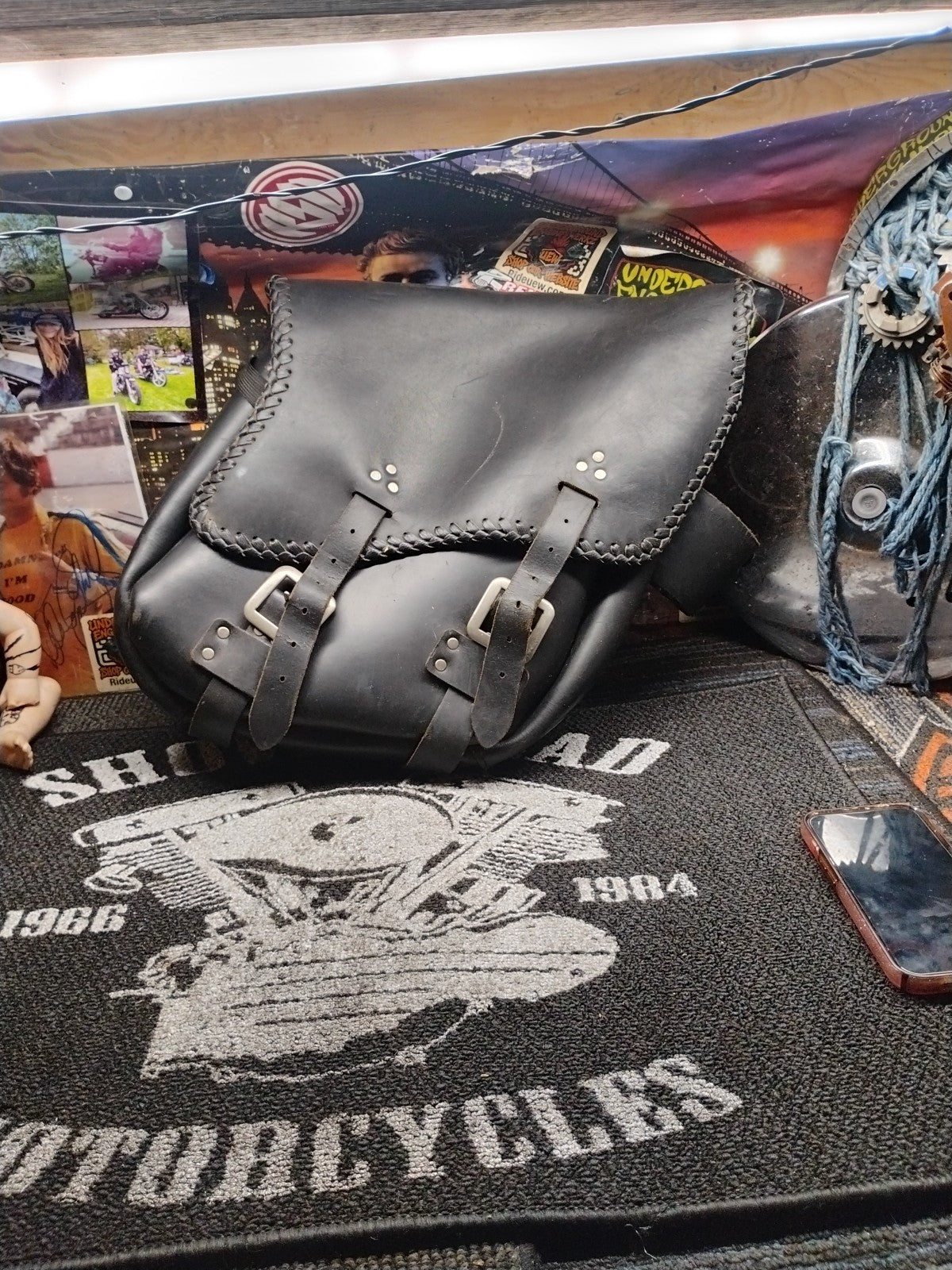 Motorcycle seat bags Saddle Bag Leather Left& Right With Cup Holders