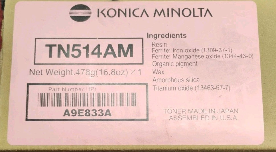 GENUINE KONICA MINOLTA TN514AM A9E833A MAGENTA TONER