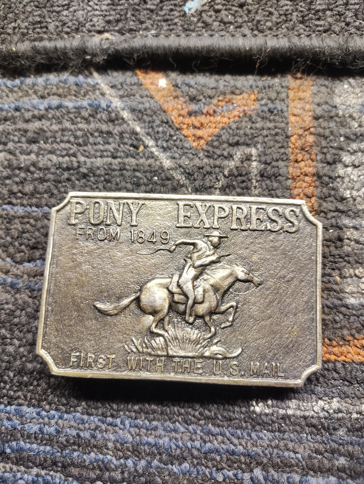 Vintage Pony Express Belt Buckle First With The U.S. Mail Since 1849