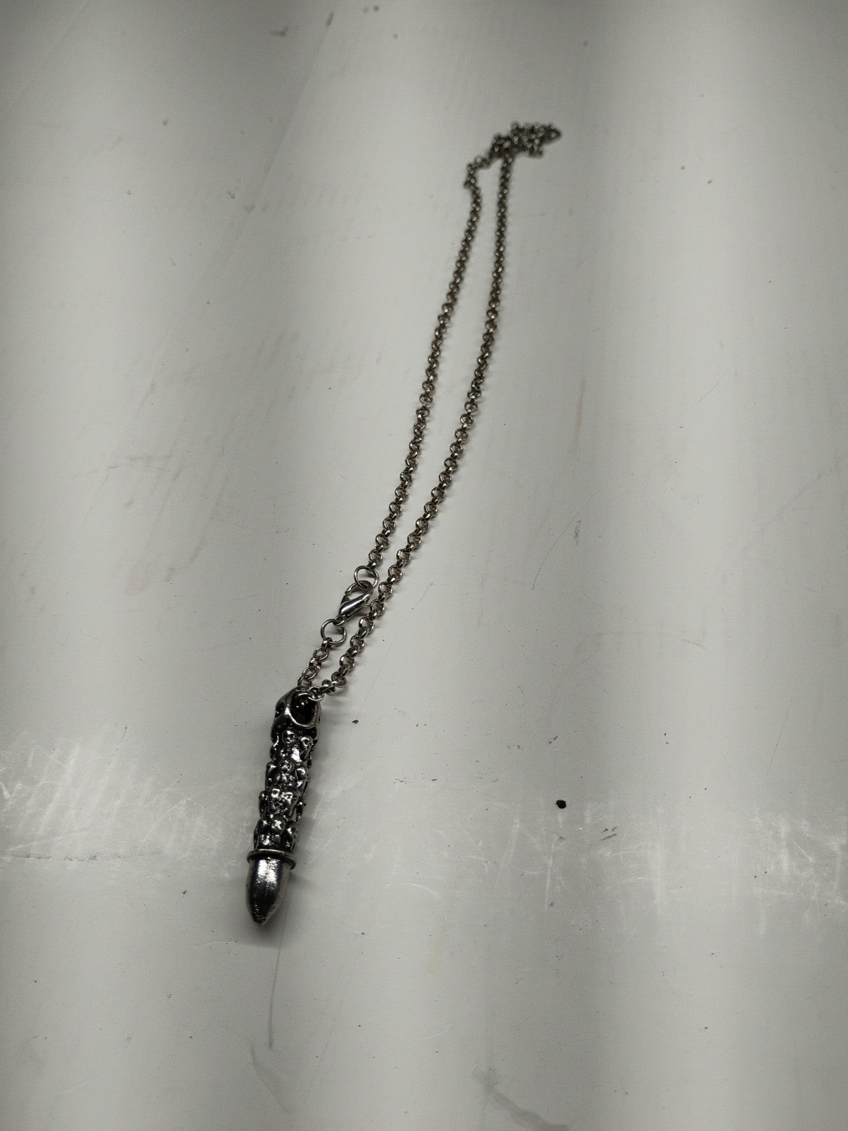 Cool Mens Boys Stainless Steel Biker Punk Skull Bullet Pendant Necklace