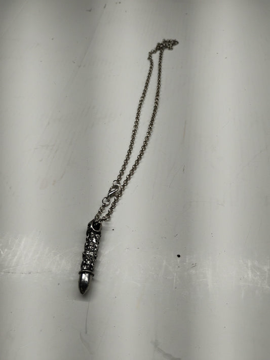 Cool Mens Boys Stainless Steel Biker Punk Skull Bullet Pendant Necklace