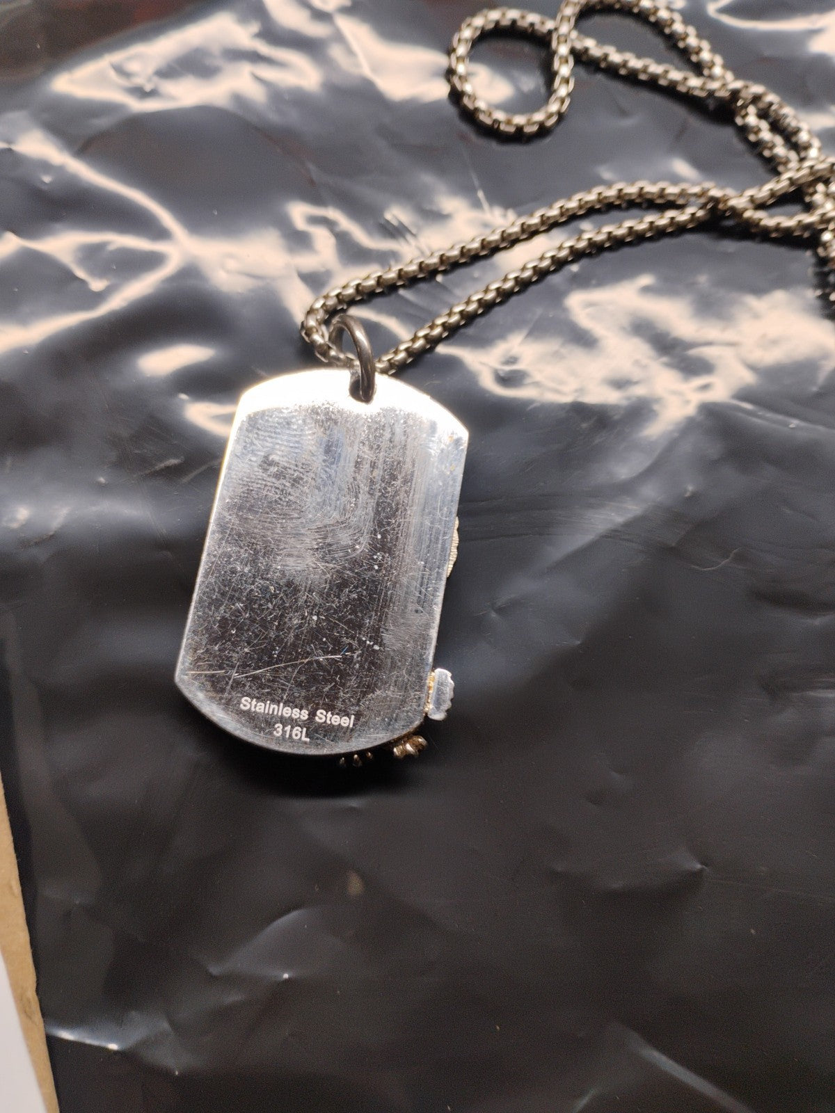 Men Stainless Steel Motorcycle American Legend Dog Tag Pendant Necklace 0346