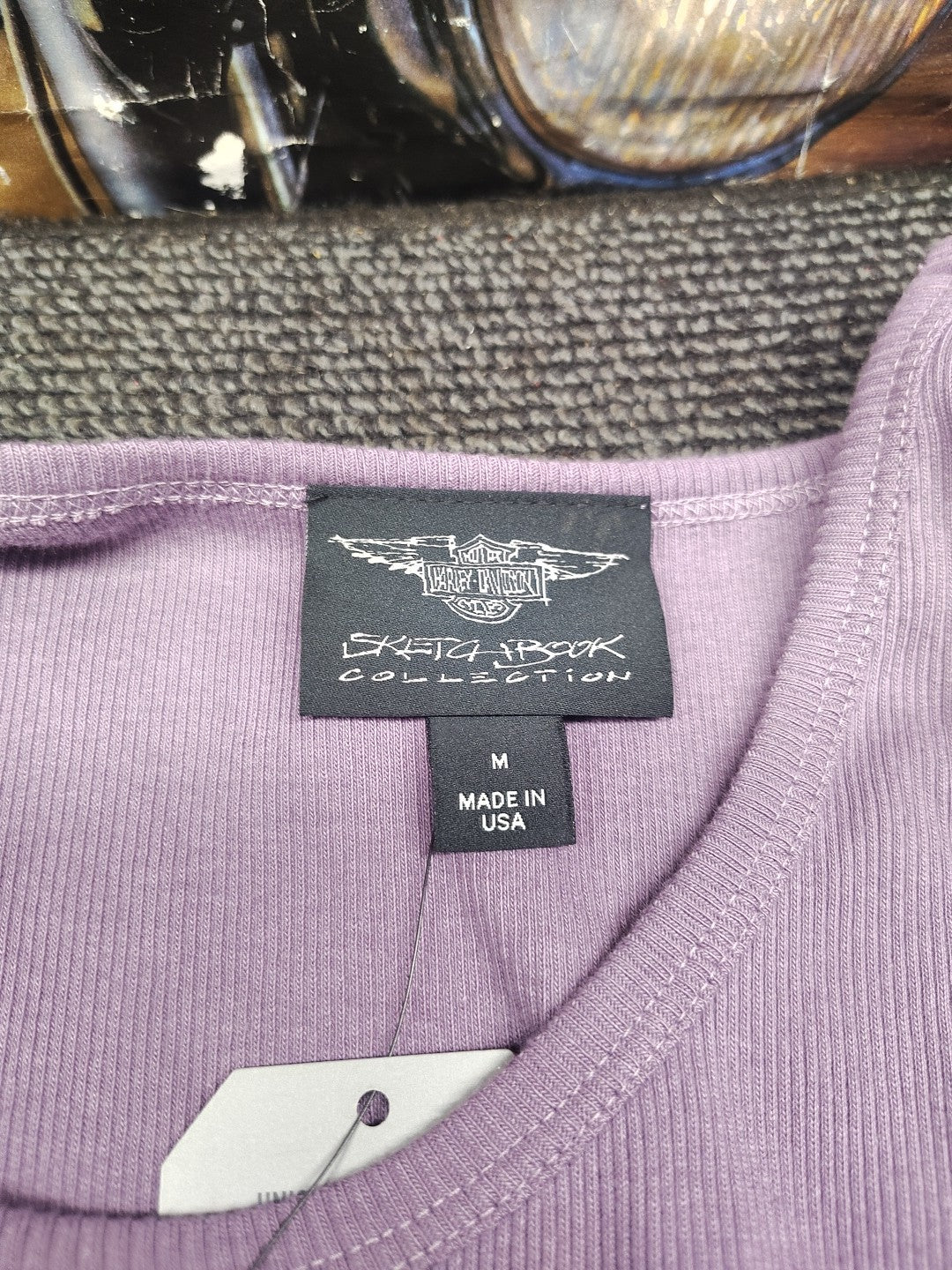 Harley-Davidson Women's Willie G Circle Skull Sketch Art Ribbed Tank NEW w TAGS