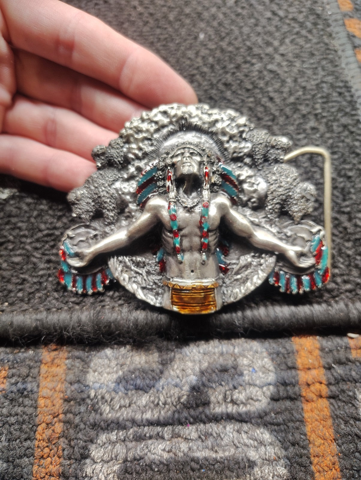 Siskiyou Native Chief Pewter Belt Buckle BD1 1981 Bergamot Brass Works