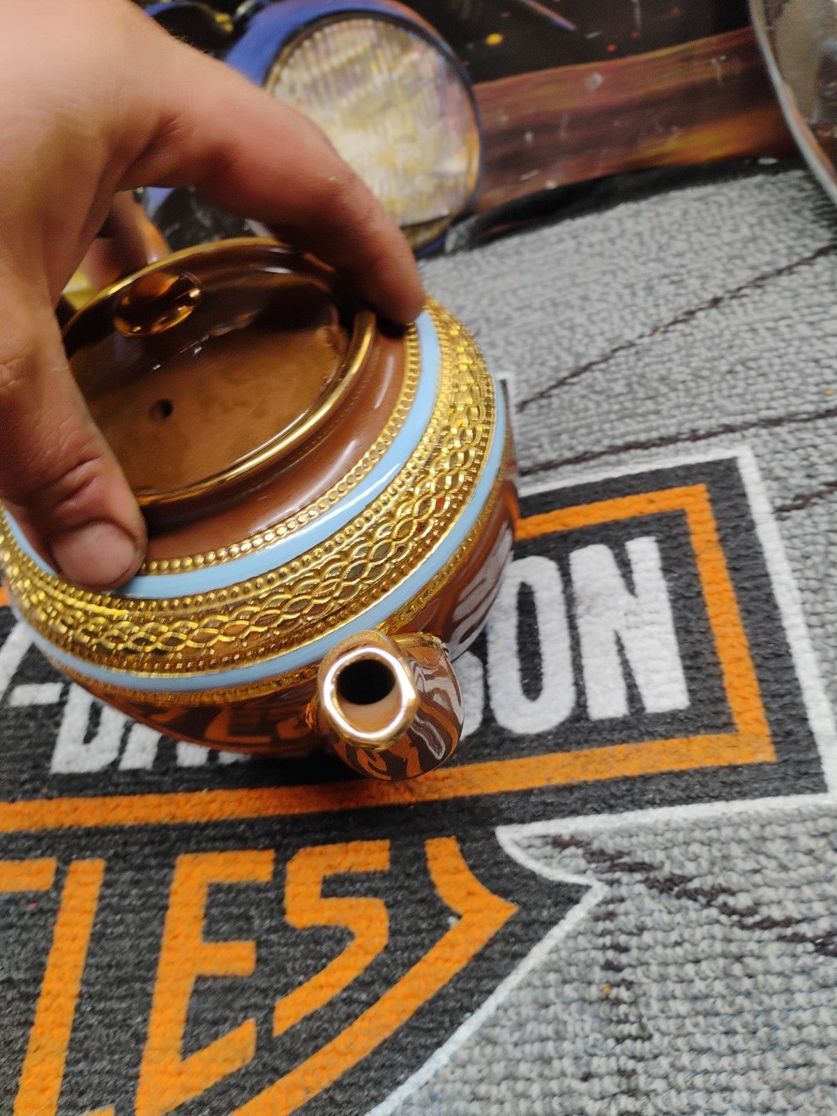 Vintage Sadler Gold & Brown Teapot made in Staffordshire England. No Chips 