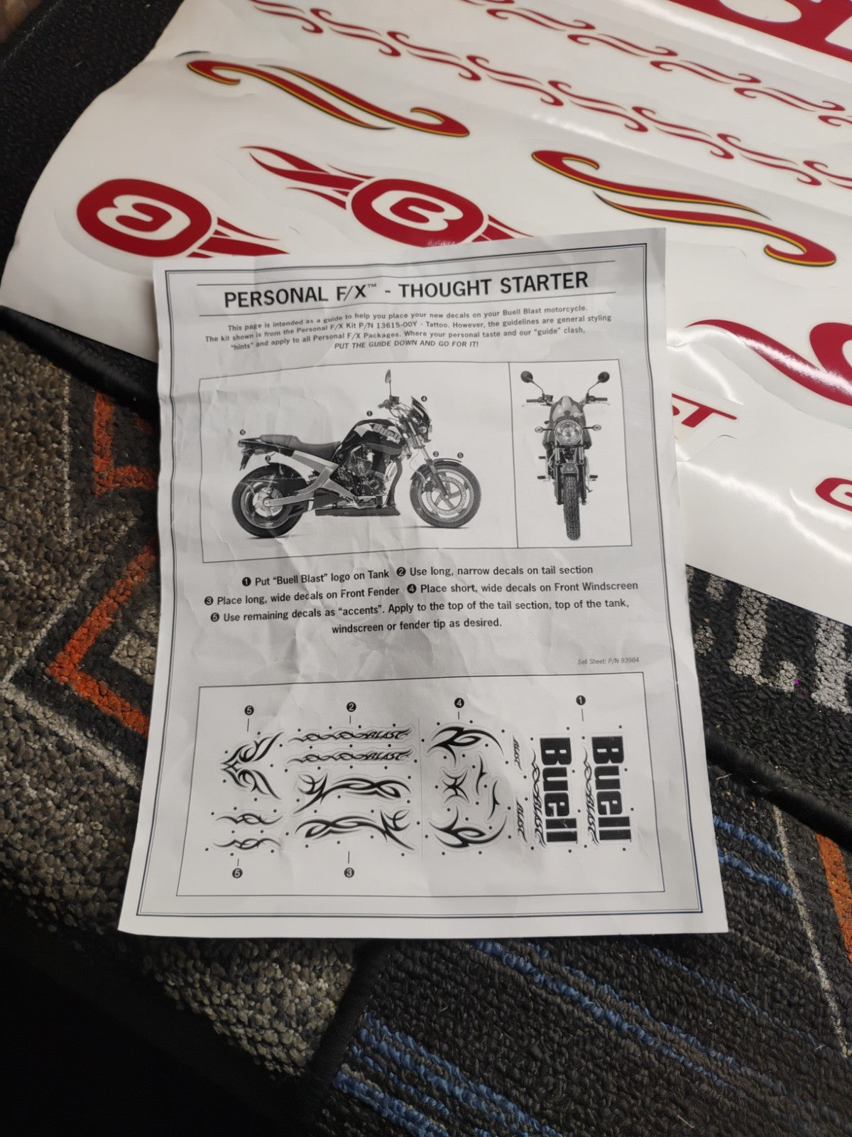 NOS Buell Blast Mesa Personal FX Decal Set 3 H-D 13622-00Y