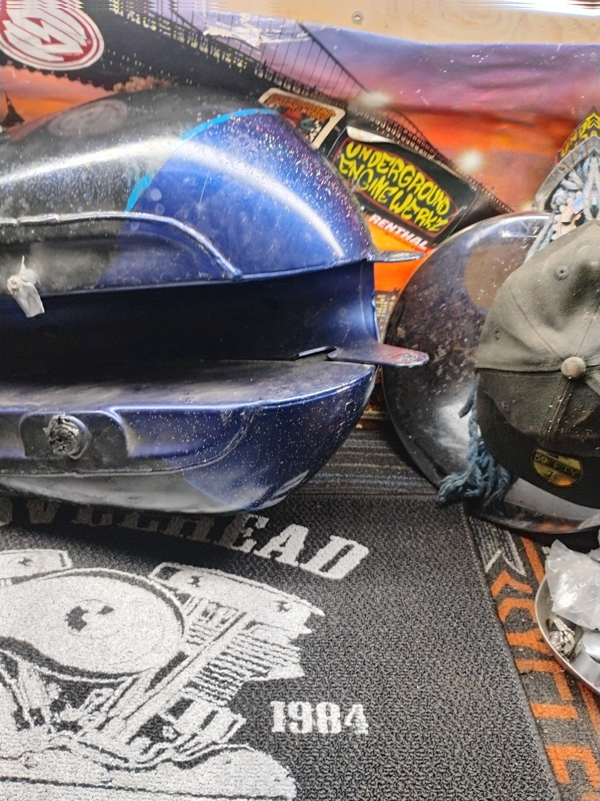 4.5 Gallon Harley Sportster Custom 883c 1200c Blue White 2007^ OEM Factory Large
