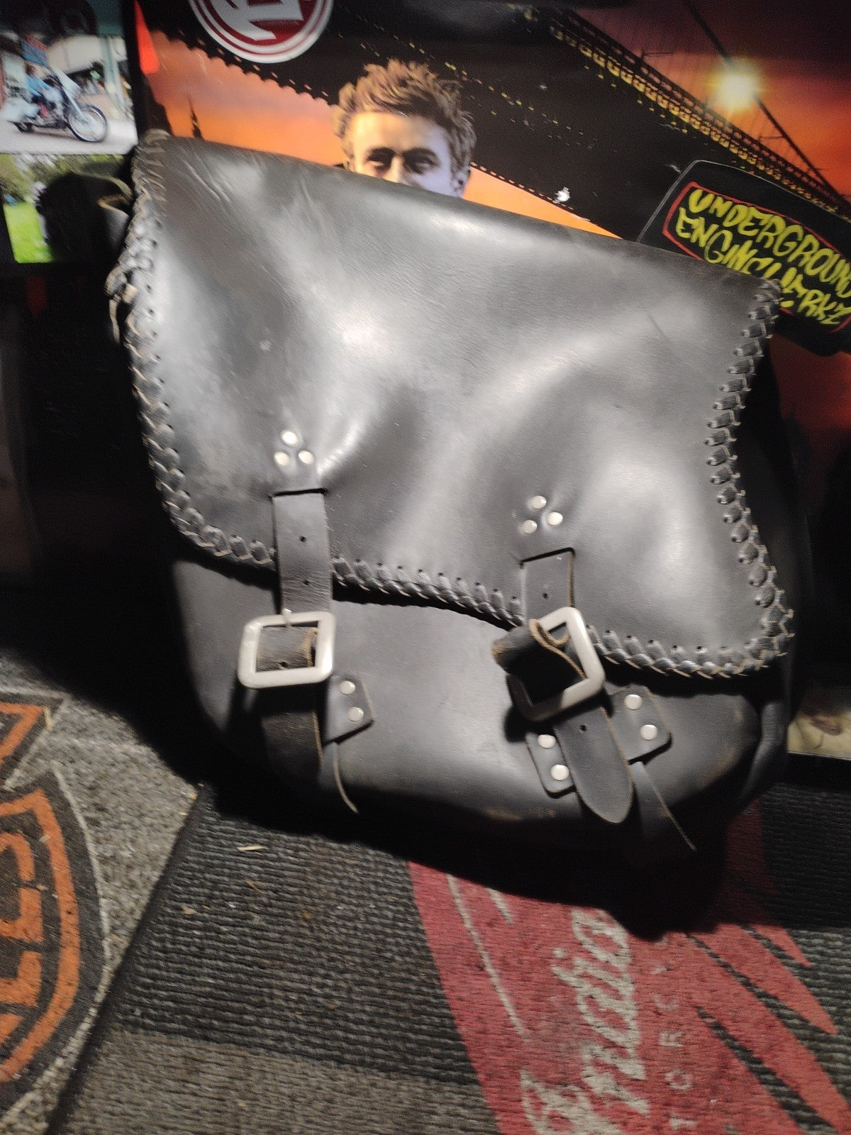 Harley Davidson Motorcycle seat bag Drag Specialties,leather, made USA,