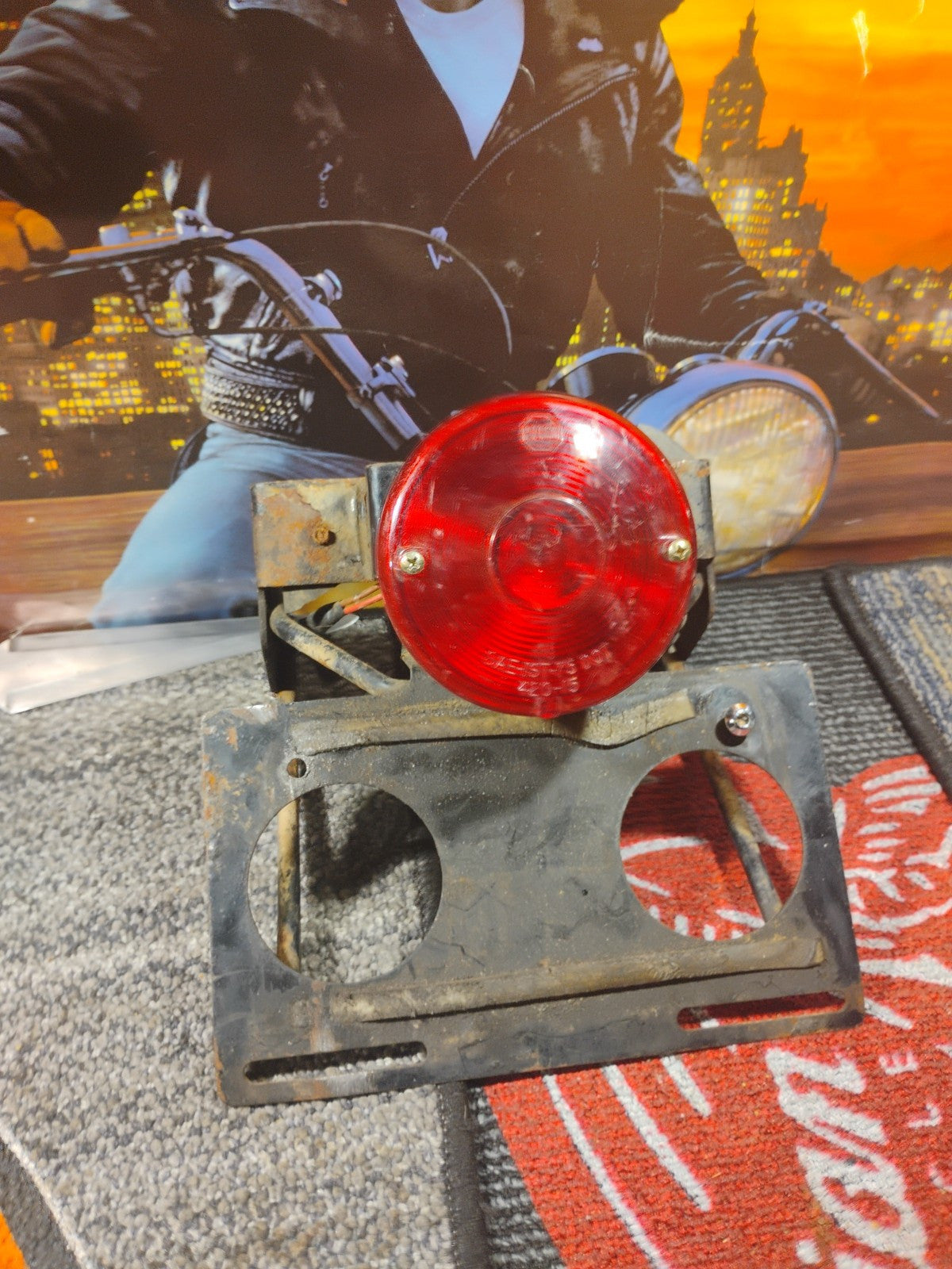 Some Vintage Peterson Motorcycle Tail Lights And Licses Palt Mount
