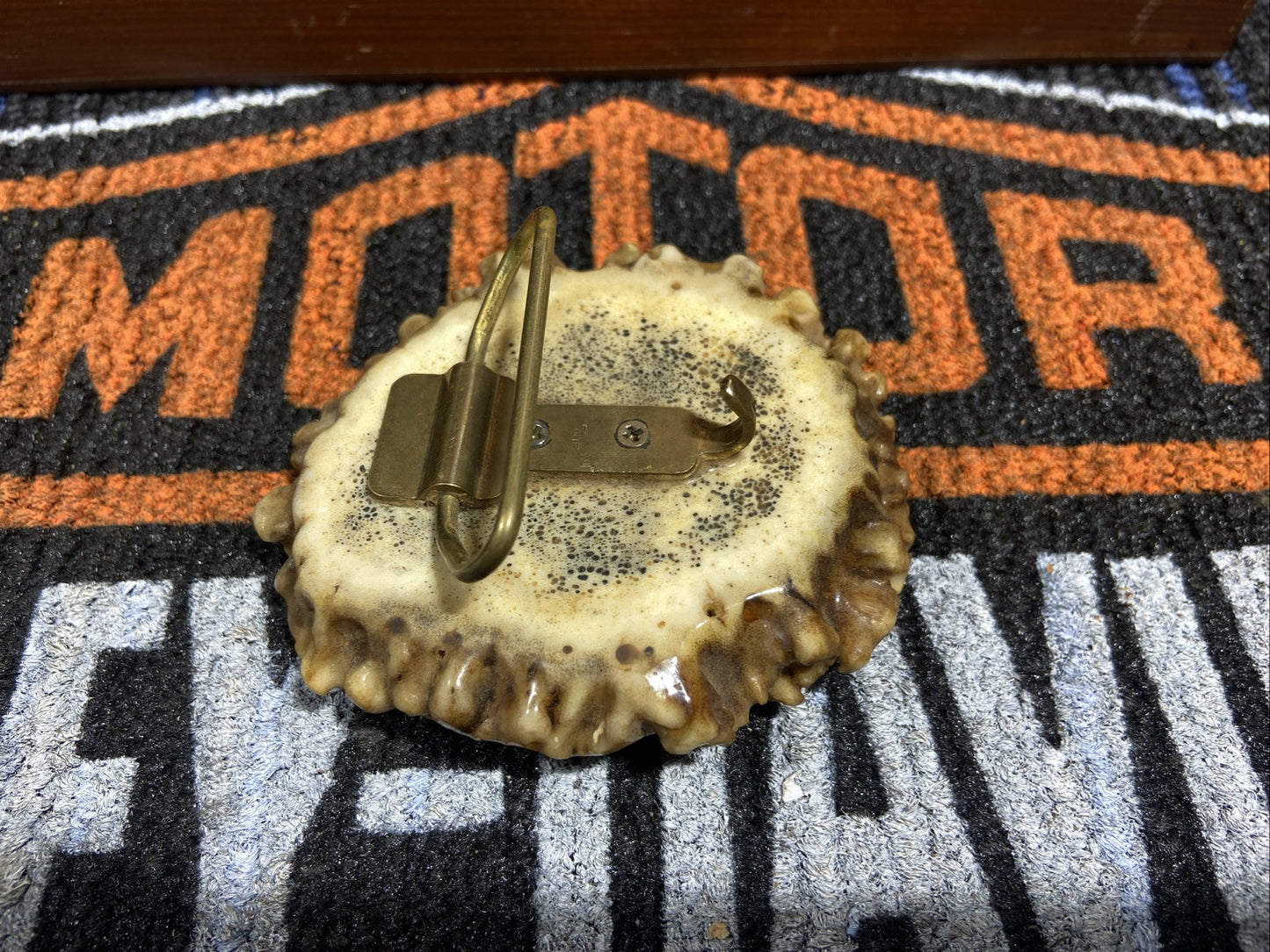 Elk Antler Burr Handcrafted Folk Art Vintage Belt Buckle With Arrowhead