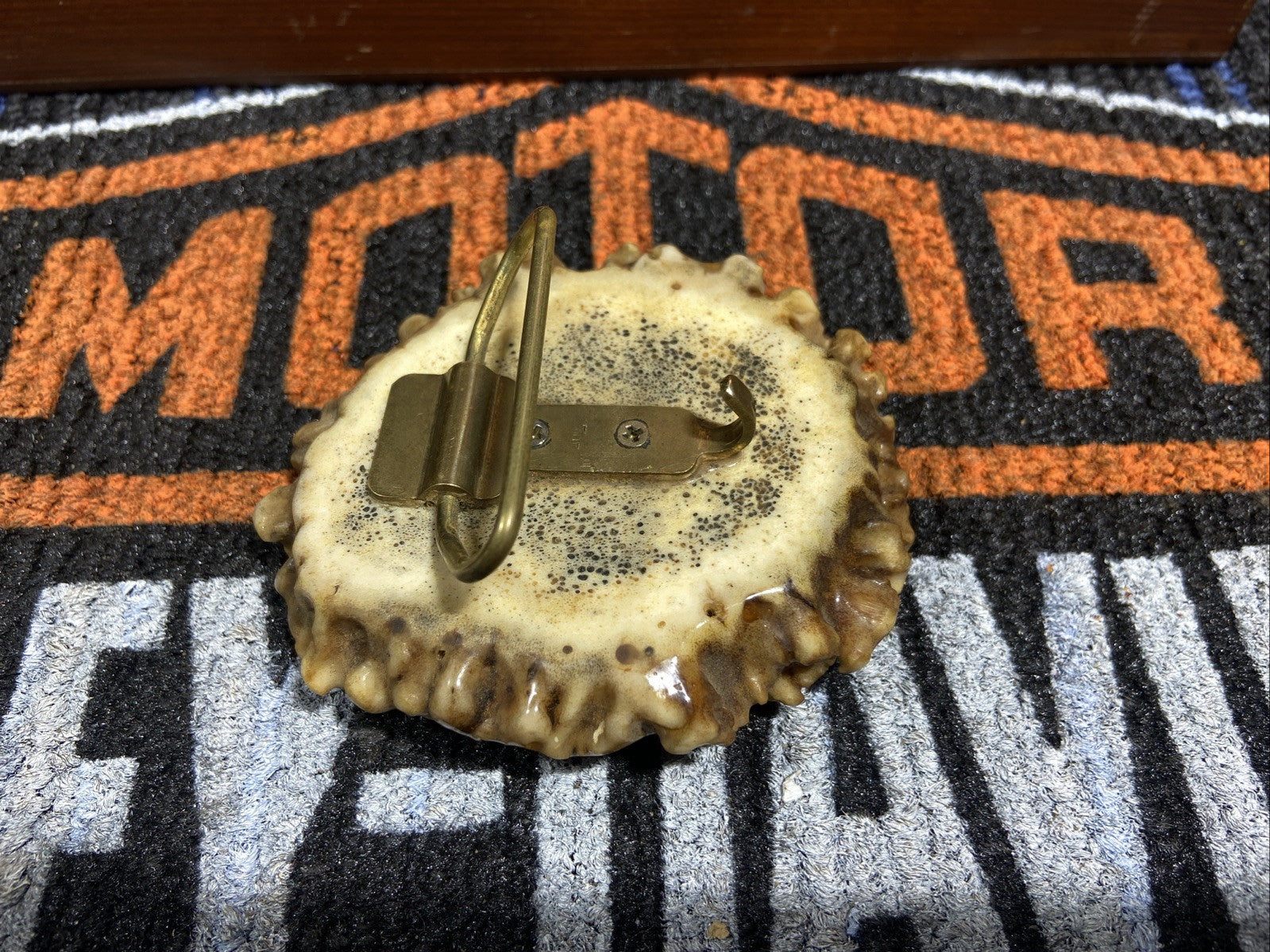 Elk Antler Burr Handcrafted Folk Art Vintage Belt Buckle With Arrowhead