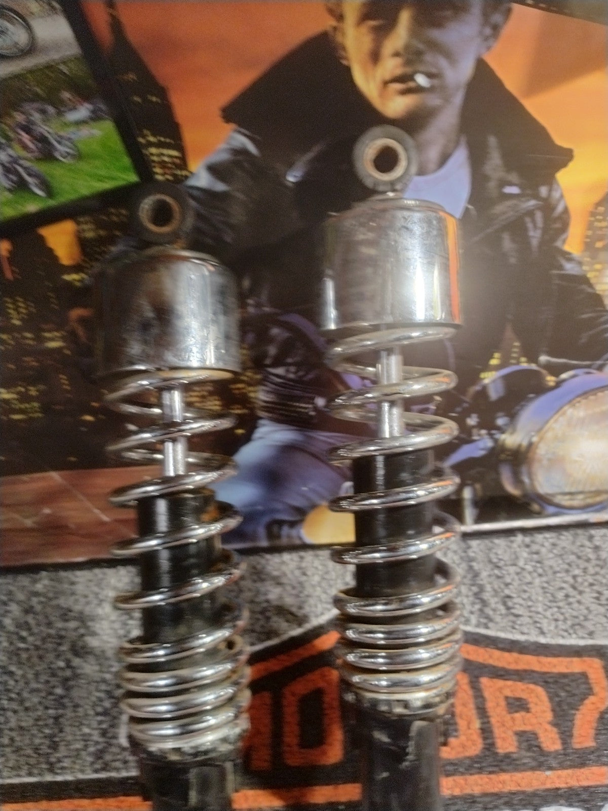 Pair Rear Shocks Absorber Bla&Chrome Harley Sportster XL883 1200 72 48 1979-2012