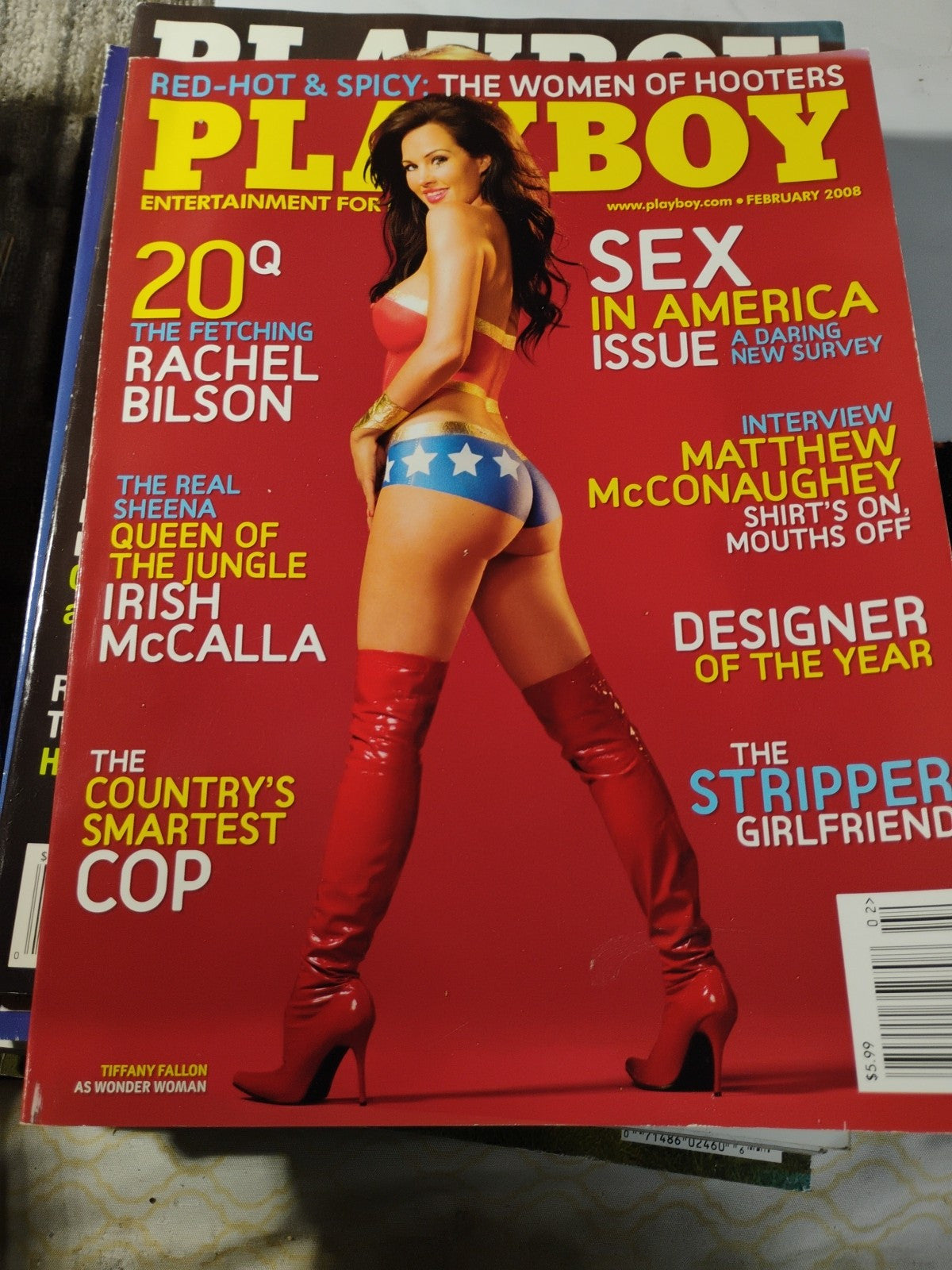 PLAYBOY Magazine FEBRUARY 2008, MICHELLE MCLAUGHLIN Centerfold, WOMEN OF HOOTERS