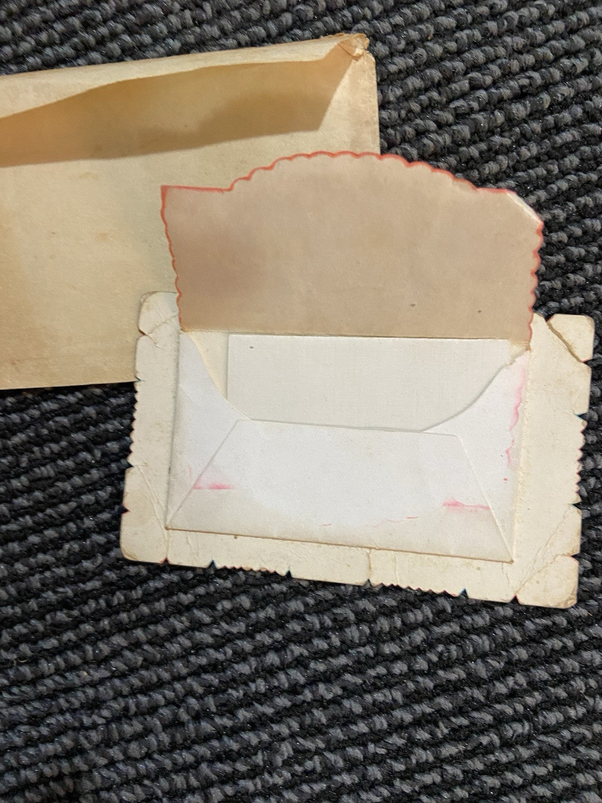 2 Victorian Antique Die Cut Calling Cards Valentines 1917.