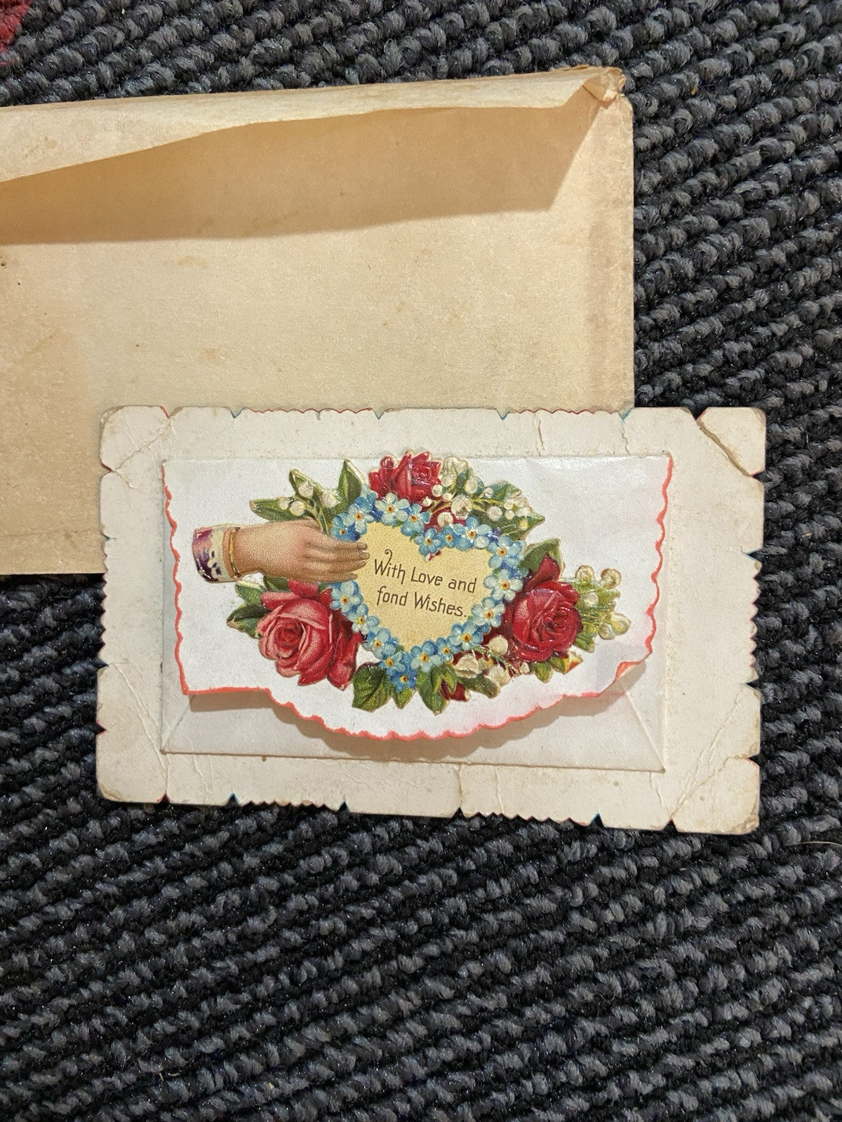 2 Victorian Antique Die Cut Calling Cards Valentines 1917.