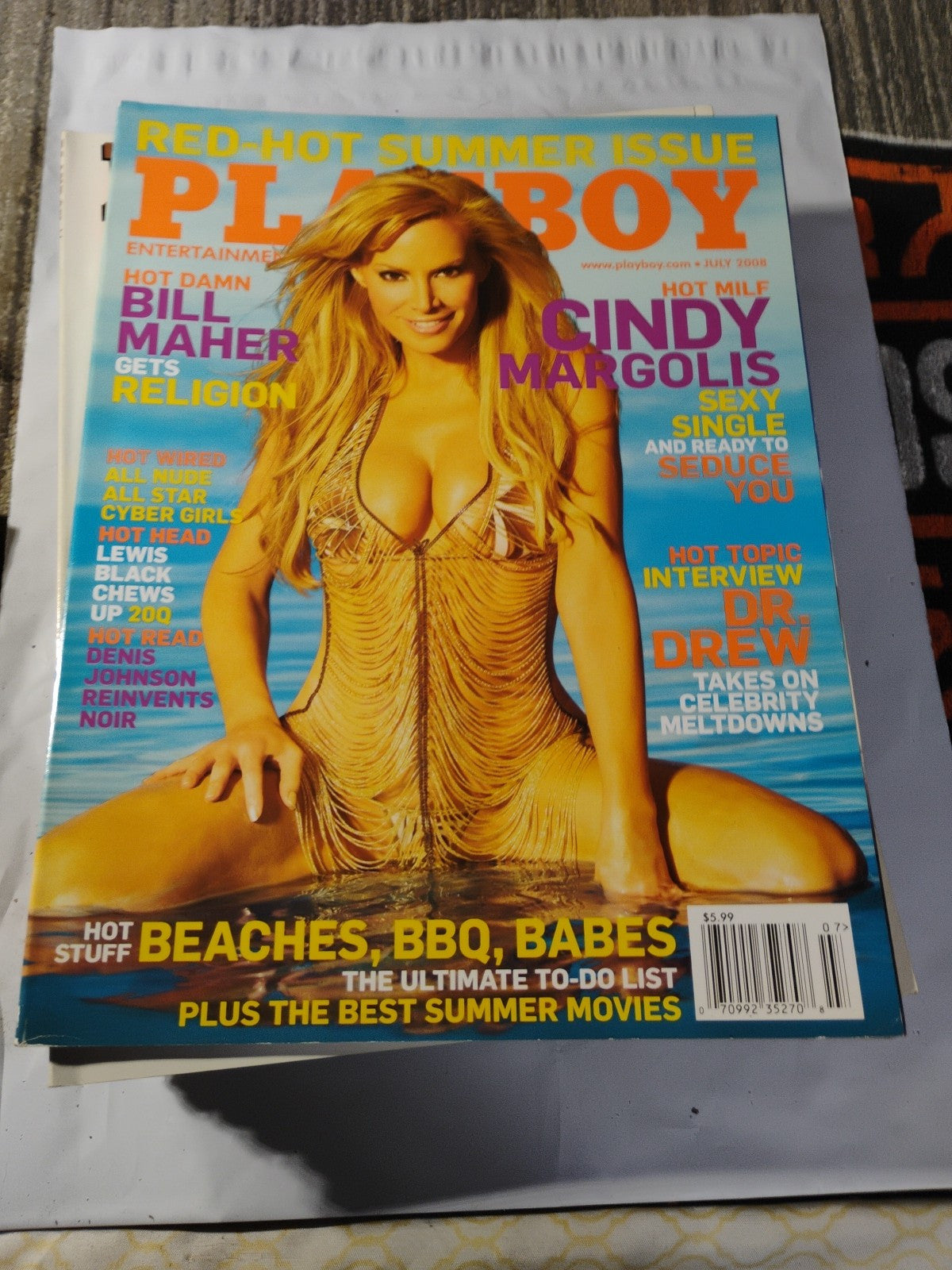 July 2008 Playboy Magazine - Cindy Margolis, Laura Croft, Cyber Girls, Marilyn M