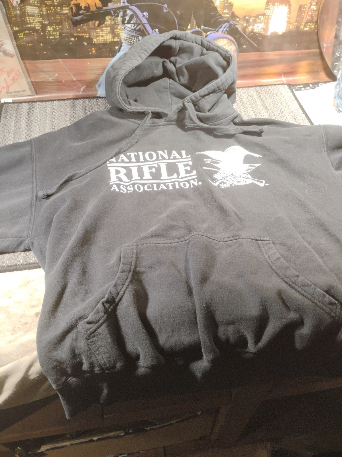 NRA National Rife Association Hoodie Womens Large M Black Graphic Spellout 