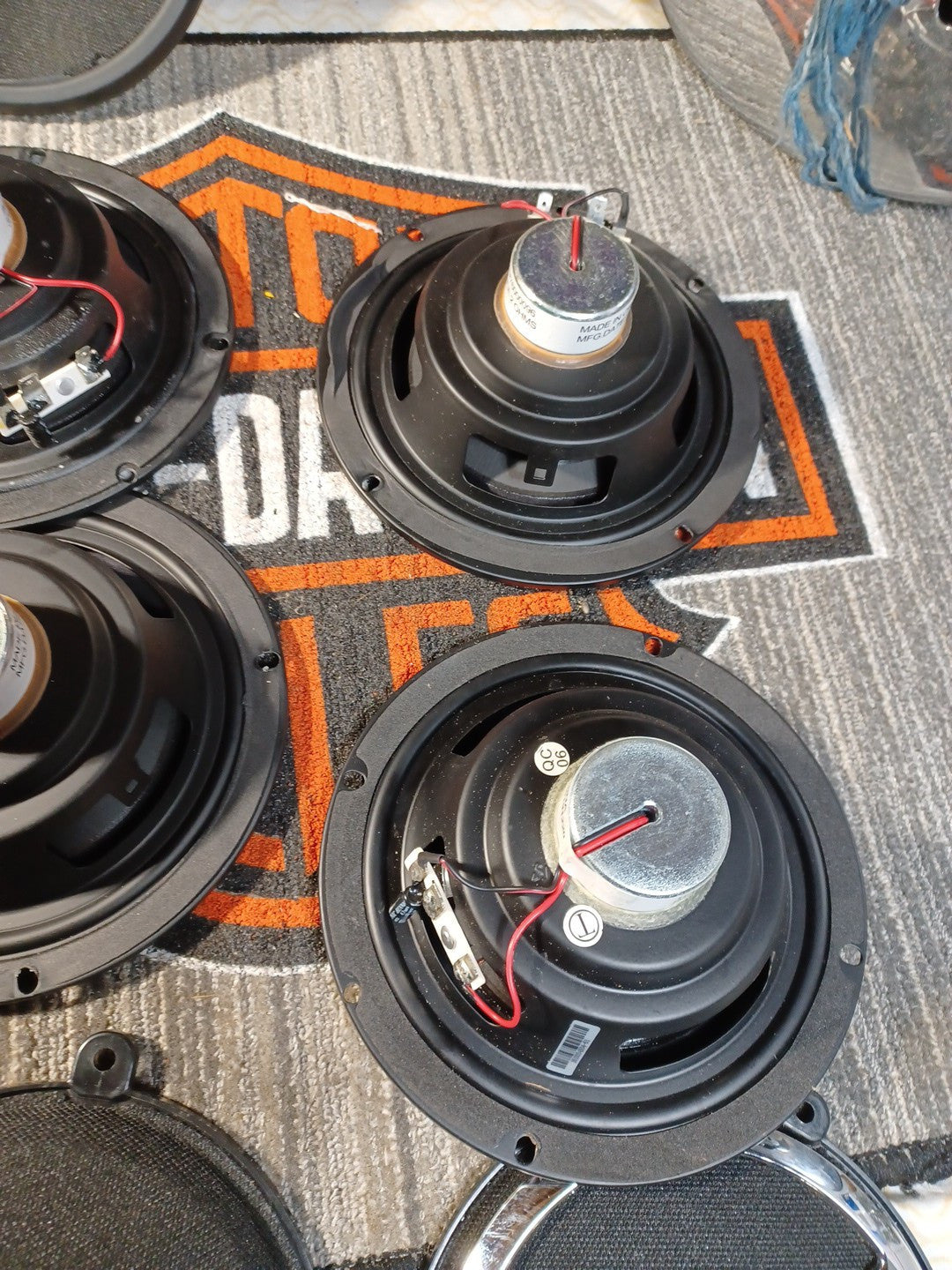 Lot Of 6 Used Harley-Davidson Speakers & Covers For Parts Might Work Not Tested 