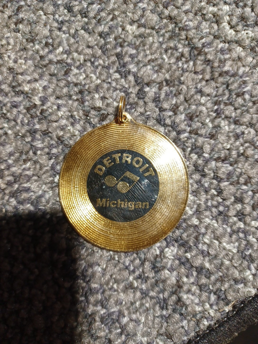 Blue Cross Blue Shield Gold Tone Motown Record Style Collectible Keychain 