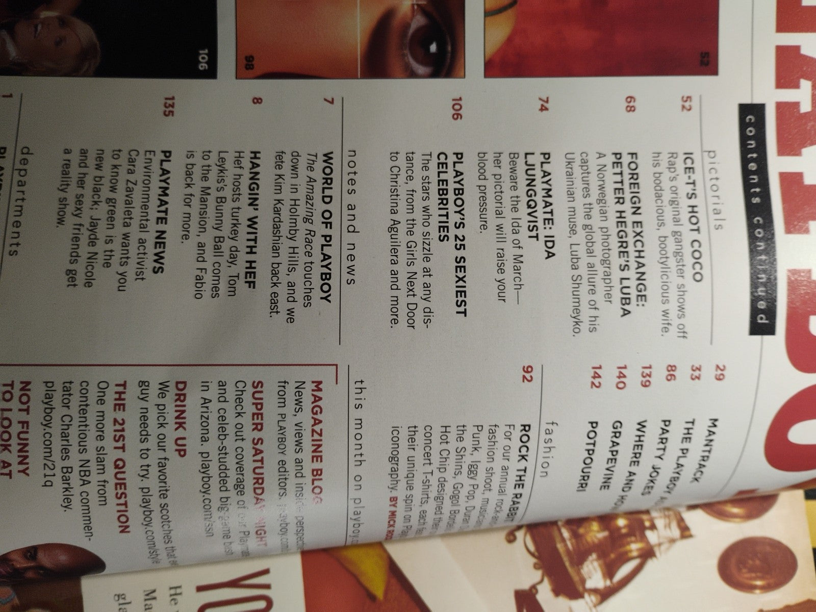 Playboy Magazine   March  2008    Vida Guerra/Sara Jean Underwood POTM