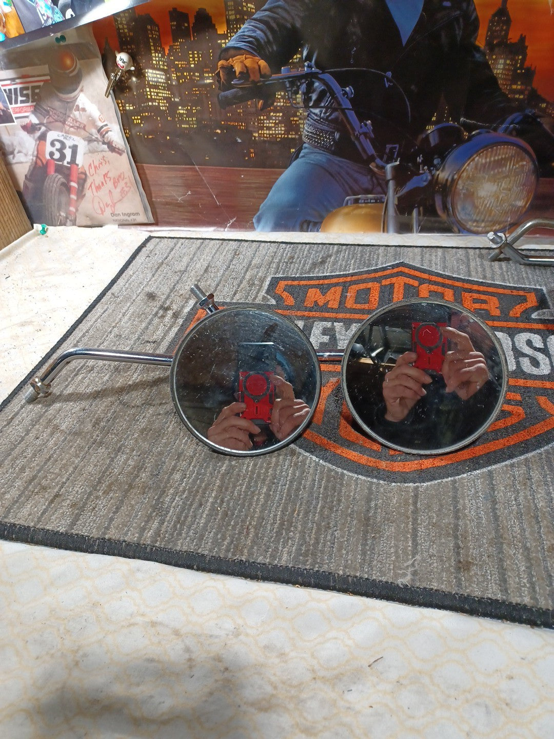 Yamaha XV 125 Virago Left Right Side OEM Rearview Back Mirror Pair 1J7-26290-H1