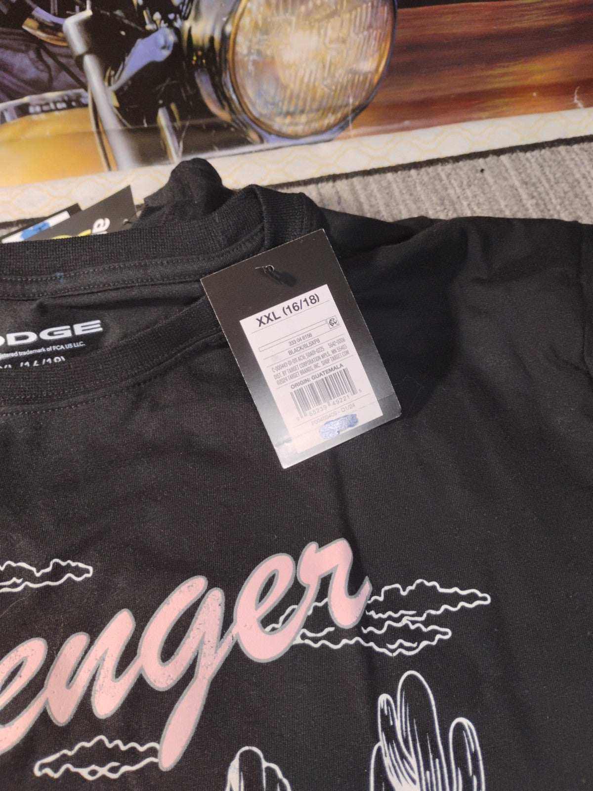 Boys Black Licensed Dodge Challenger T Shirt Size XXL 16/18 New