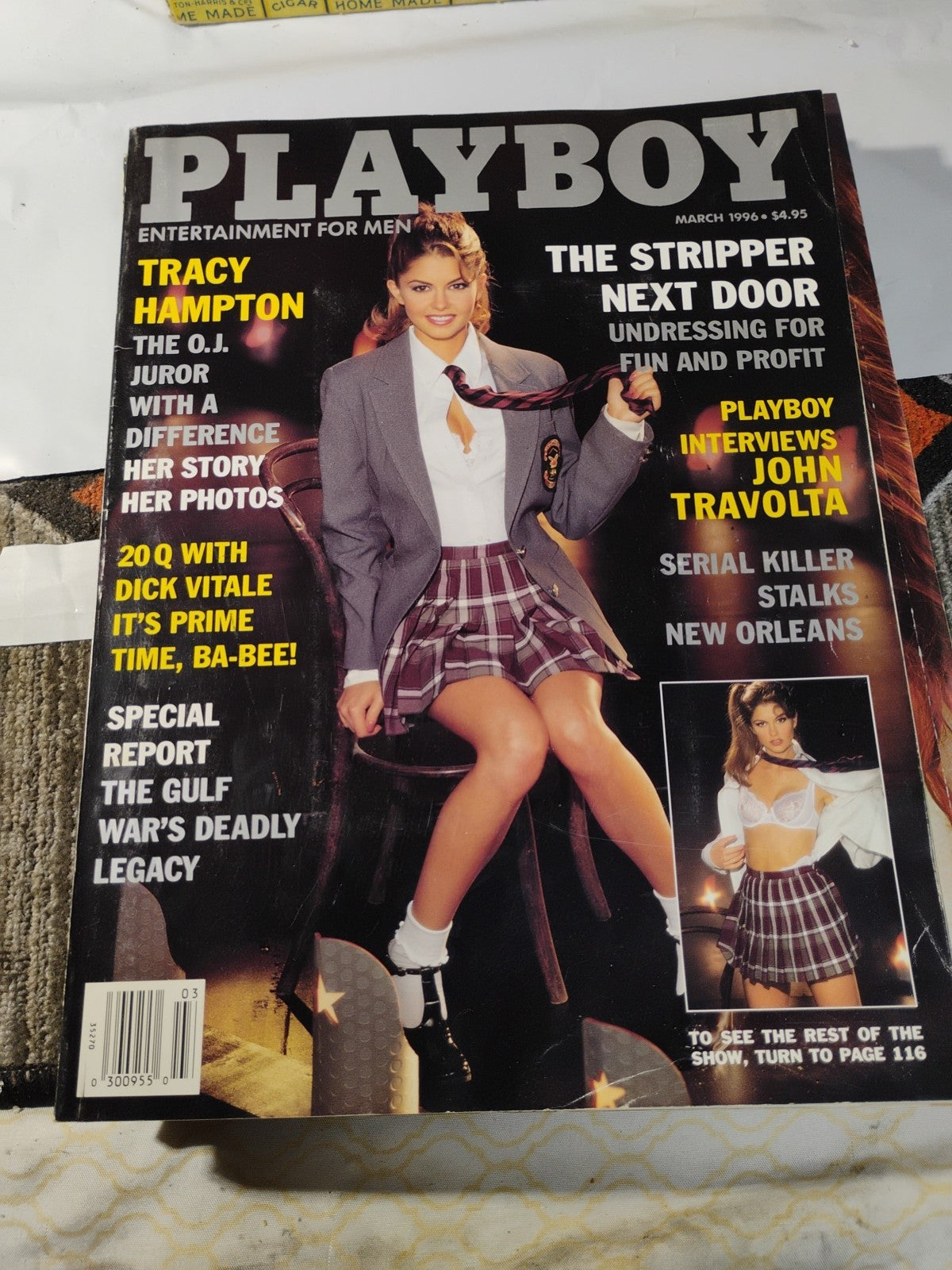 March 1996 Playboy Magazine - Priscilla Taylor, John Travolta Interview - Vintag