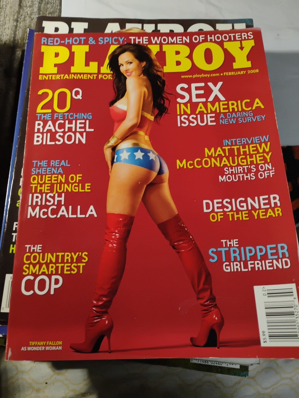 PLAYBOY Magazine FEBRUARY 2008, MICHELLE MCLAUGHLIN Centerfold, WOMEN OF HOOTERS
