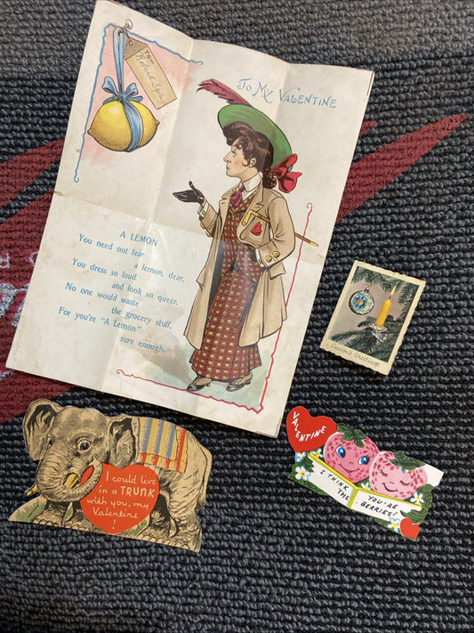 Lot Of 4 Vintage Valentines/ Cards 1920s-40’s