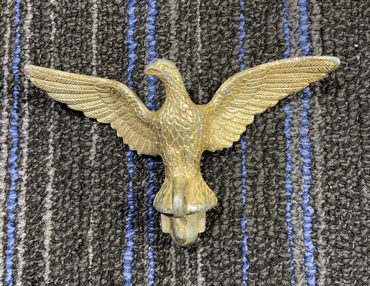 Vintage Gold/ Silver toned Metal Flag Eagle Top Ornament 5" wingspan 3" Long
