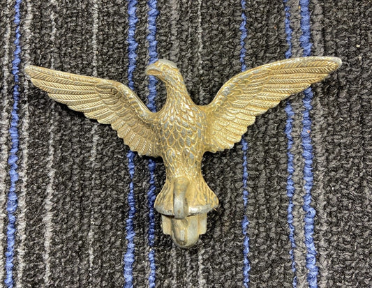 Vintage Gold/ Silver toned Metal Flag Eagle Top Ornament 5" wingspan 3" Long