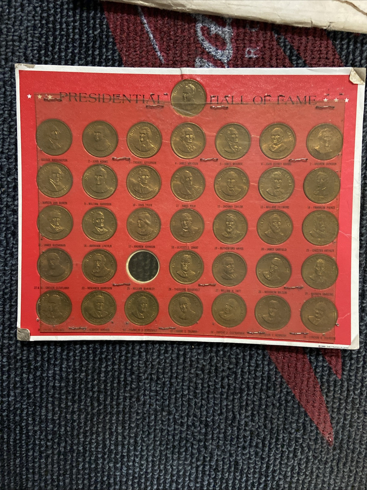 The Franklin Mint 1968 Presidential Hall of Fame Collector's Set 35 Bronze Coins