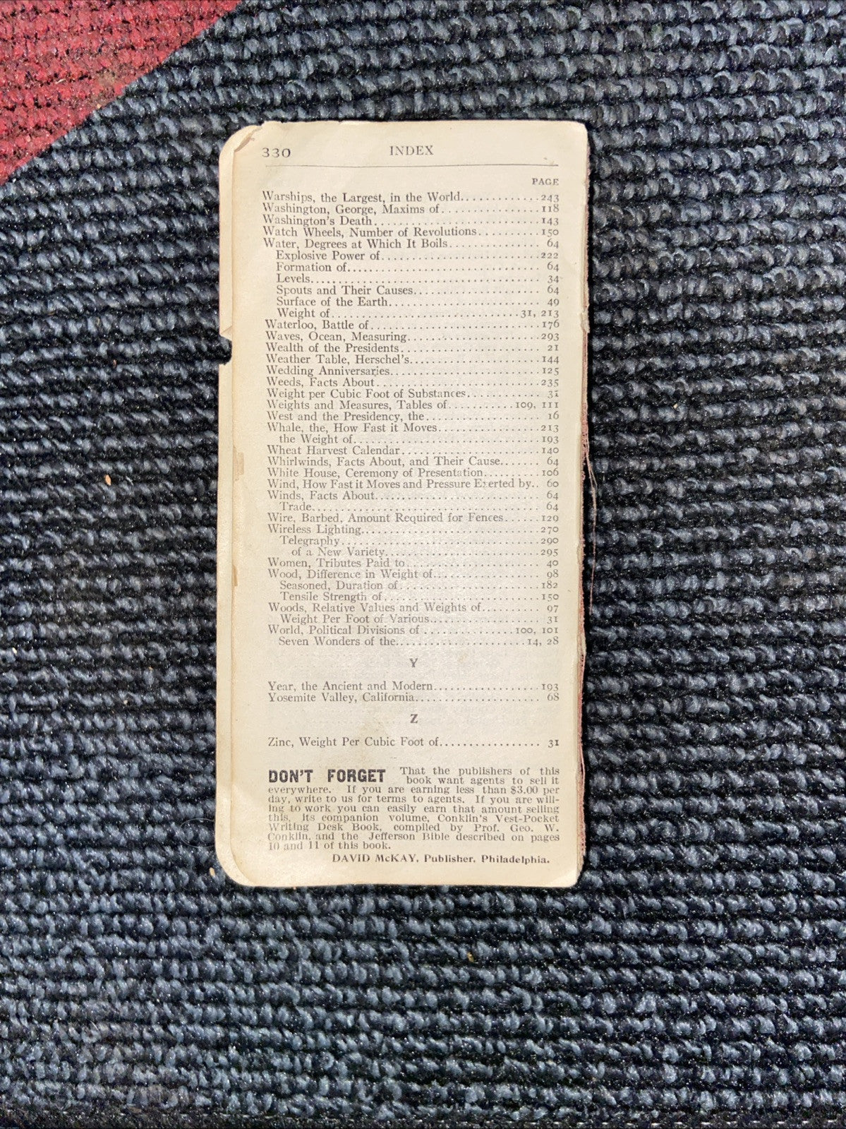 Antique Hill’s Vest Pocket French English Dictionary Copyright 1898