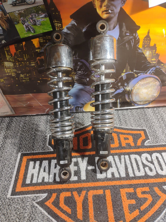 Pair Rear Shocks Absorber Bla&Chrome Harley Sportster XL883 1200 72 48 1979-2012