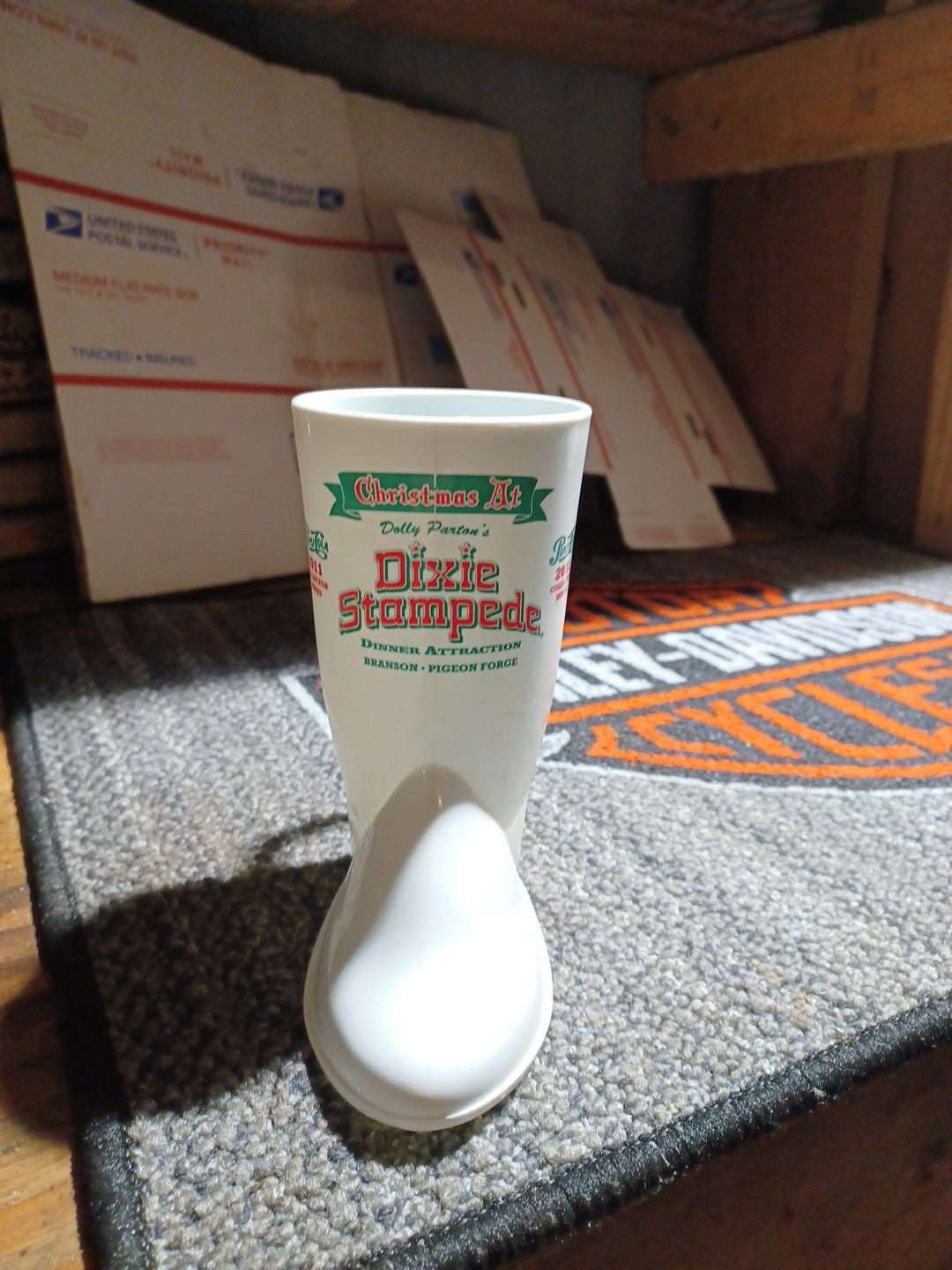 DIXIE STAMPEDE Christmas At Dixie Drink Cup Boot Shaped Figure 2010